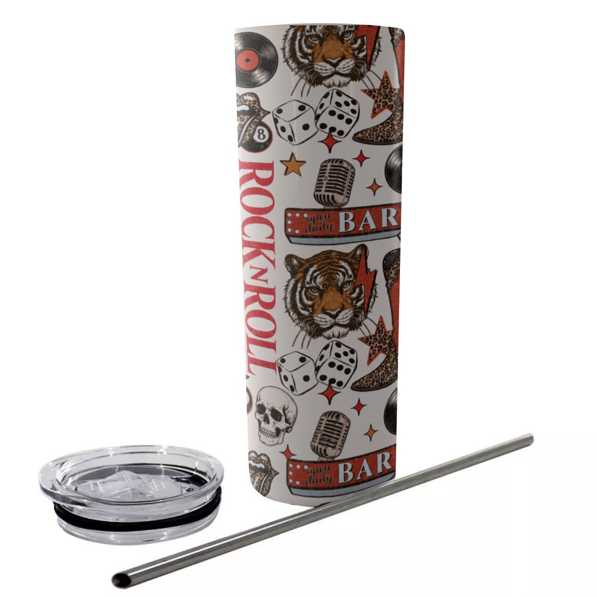 Rock N' Roll - Tumbler With Stainless Steel Straw 20oz