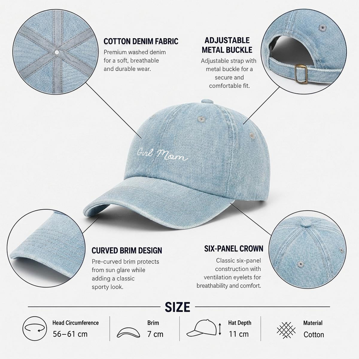 Girl Mom - Embroidery Baseball Cap